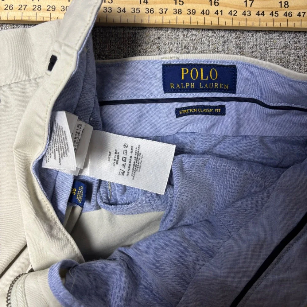 Polo Ralph Lauren Shorts Mens 38 Beige Stretch Classic Fit Chino Khaki 9 Inseam